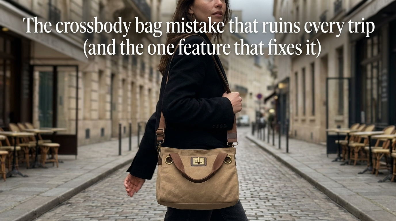 The crossbody bag mistake that ruins every trip (and the one feature that fixes it)