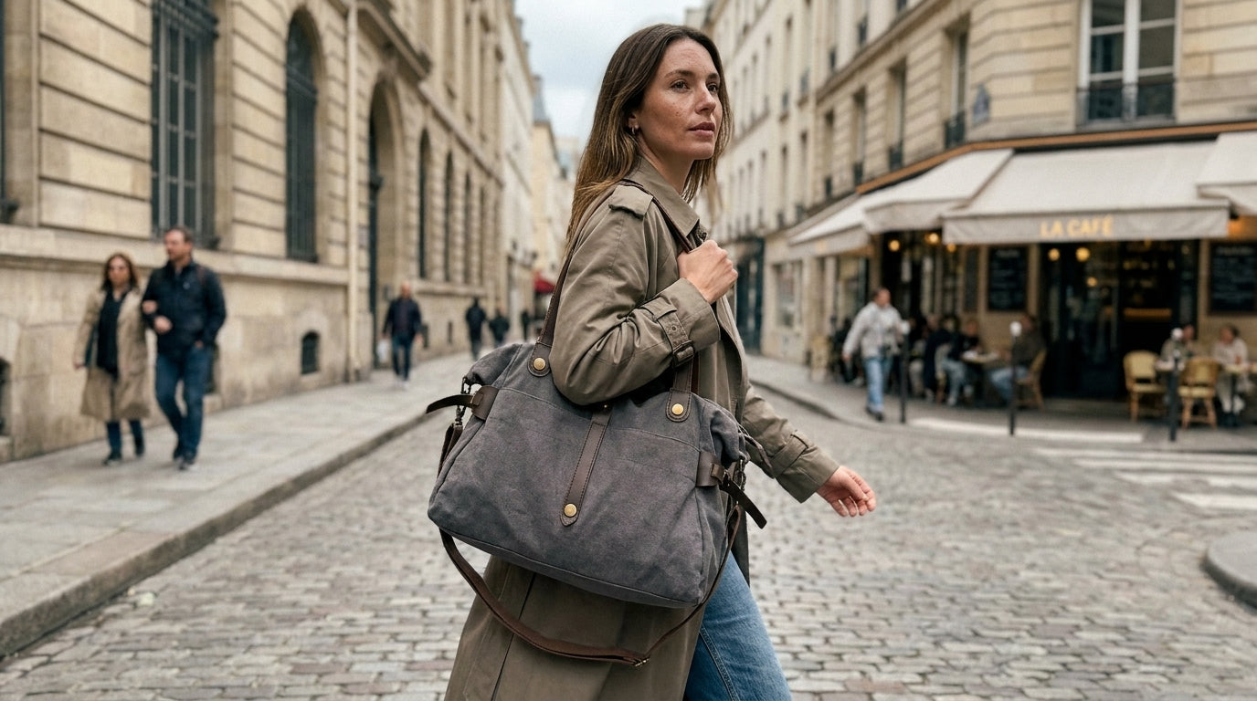 The canvas and leather combination ages differently than you think